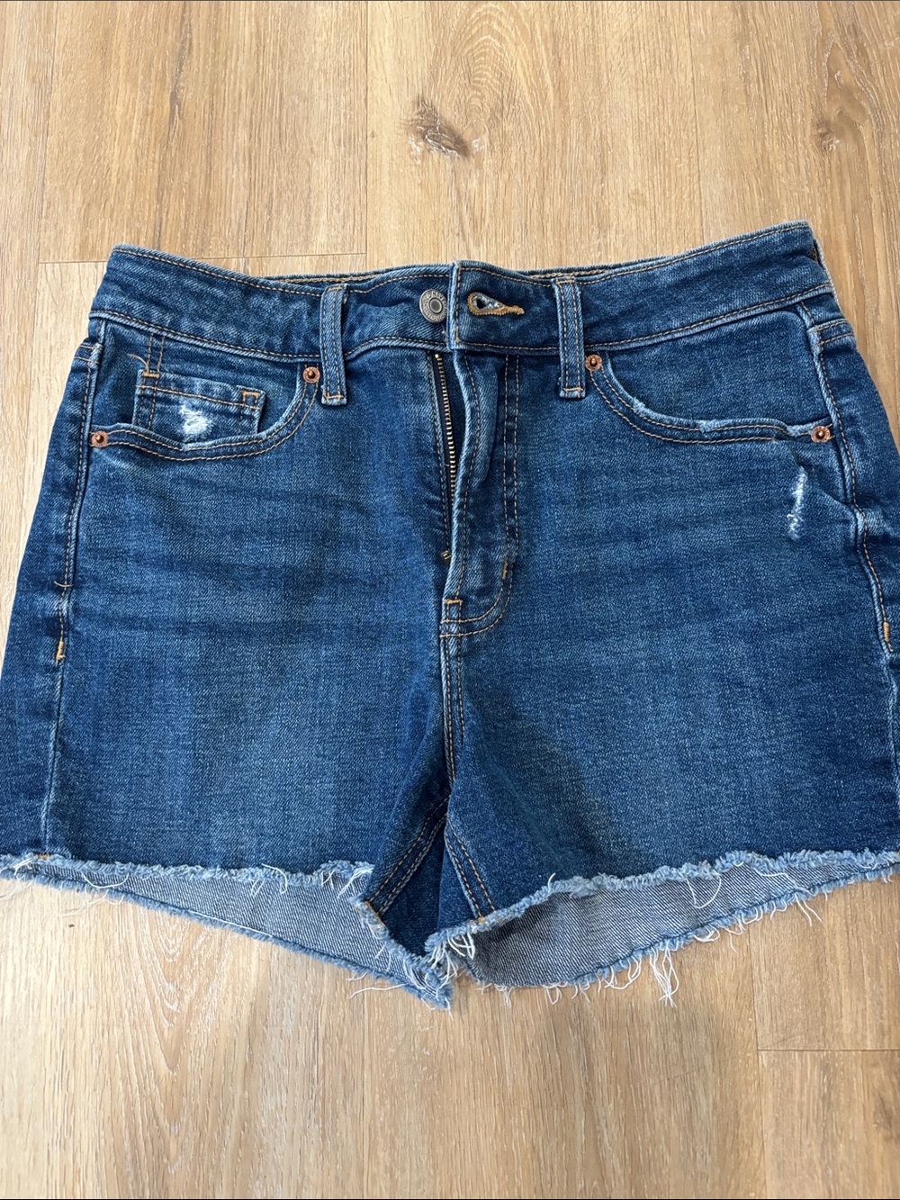 Old Navy Frayed Hem Dark Blue Jean Shorts